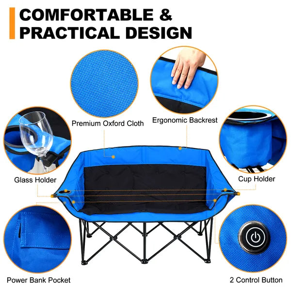 Oversized Portable Heated Camping Chair With Three Levels