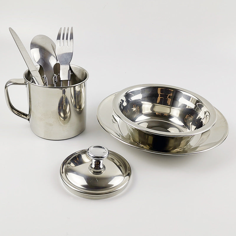 Outdoor Camping Stainless Steel Water Cup Cookware Set