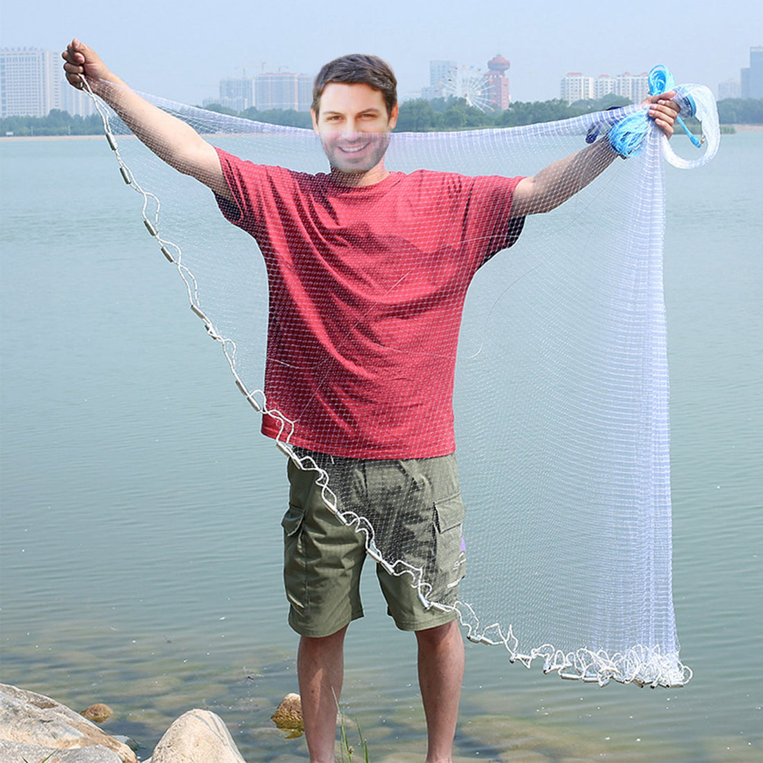 Heavy Duty 6Ft 8Ft Fishing Cast Net Chain Sinker