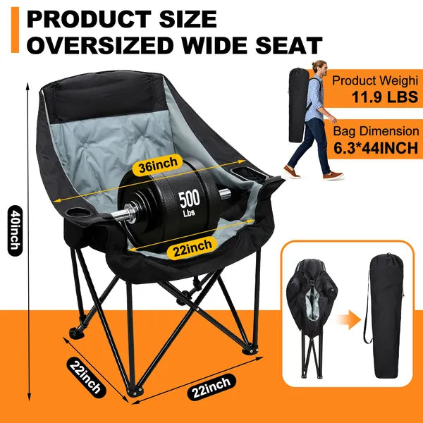 Oversized Portable Heated Camping Chair With Three Levels