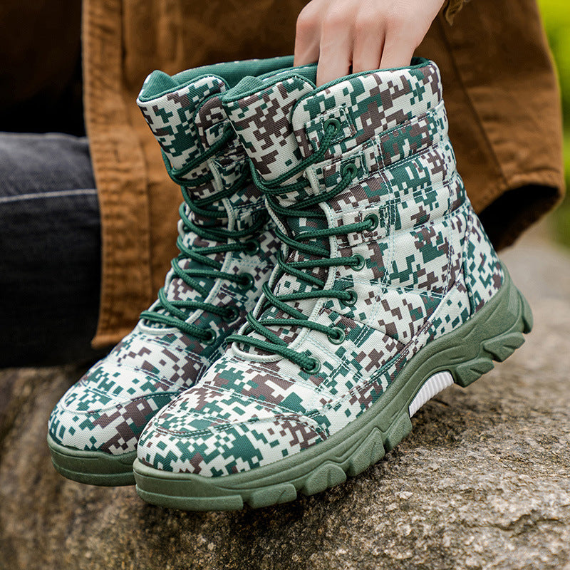 Fleece Lined Warm Camouflage Hiking Boots