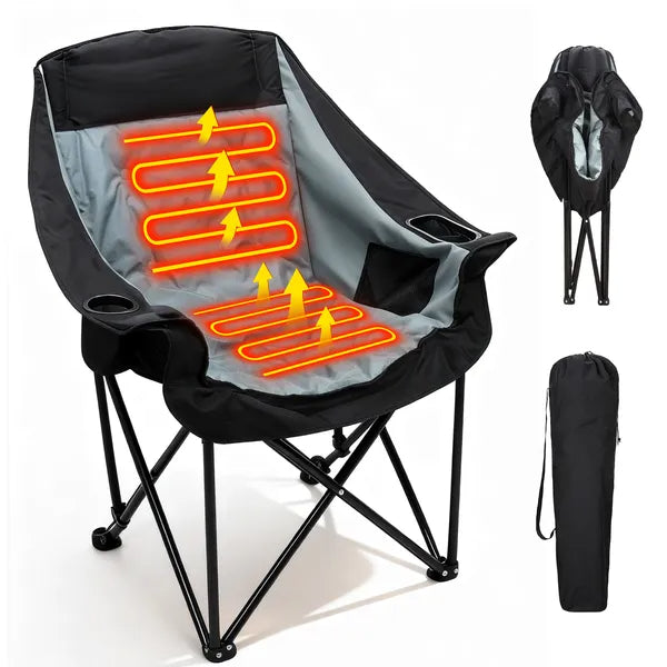 Oversized Portable Heated Camping Chair With Three Levels