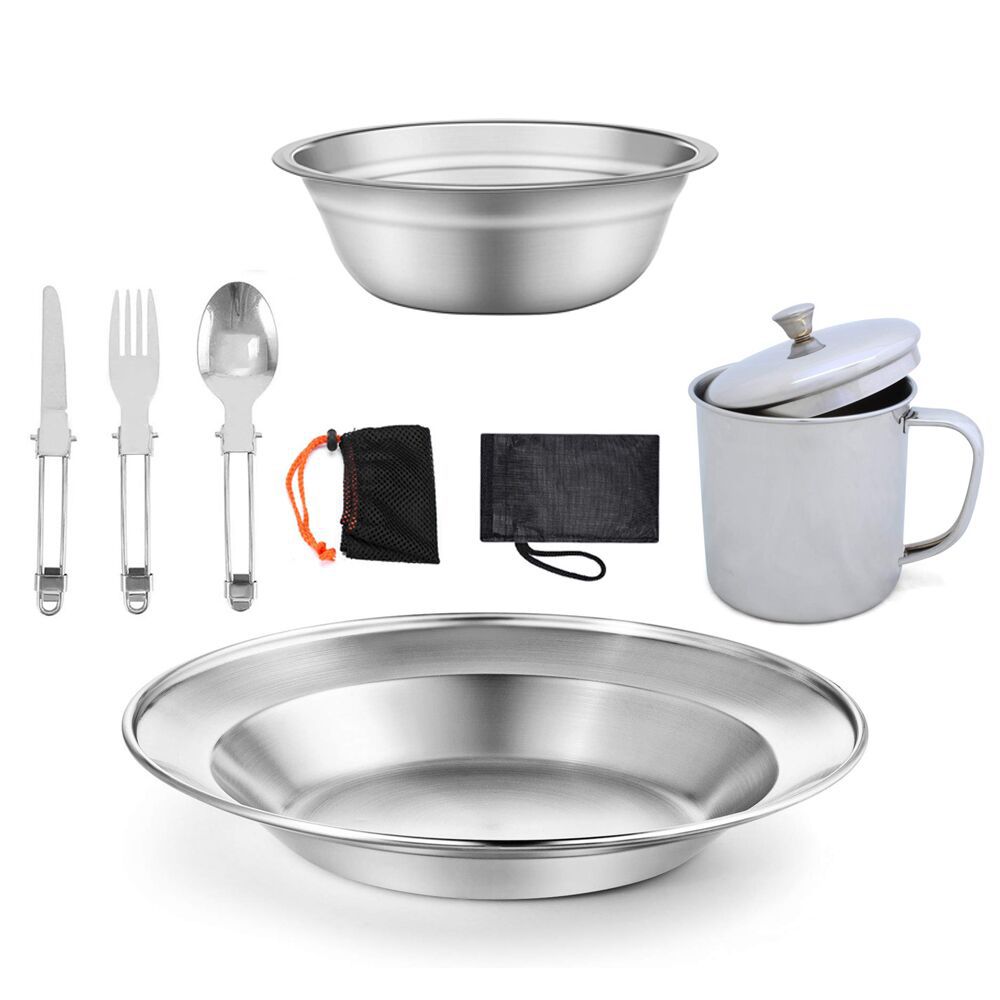 Outdoor Camping Stainless Steel Water Cup Cookware Set