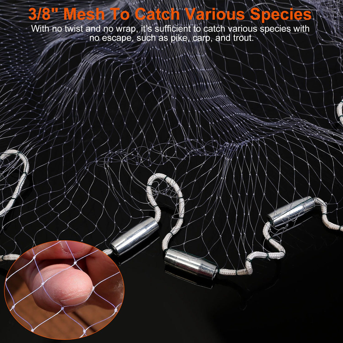 Heavy Duty 6Ft 8Ft Fishing Cast Net Chain Sinker
