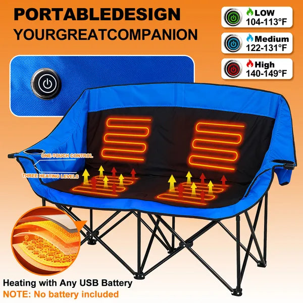 Oversized Portable Heated Camping Chair With Three Levels