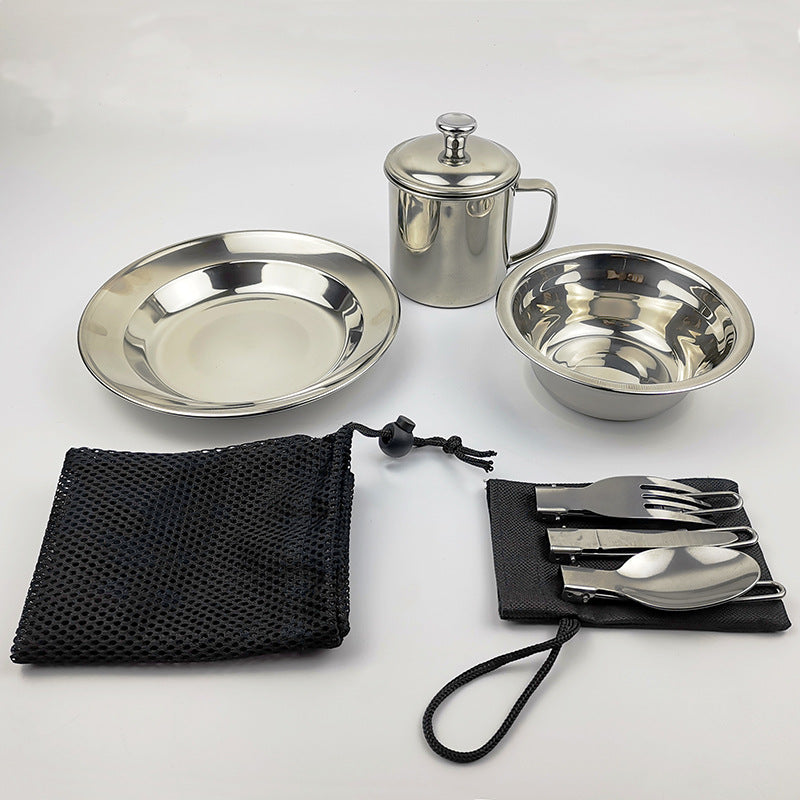 Outdoor Camping Stainless Steel Water Cup Cookware Set
