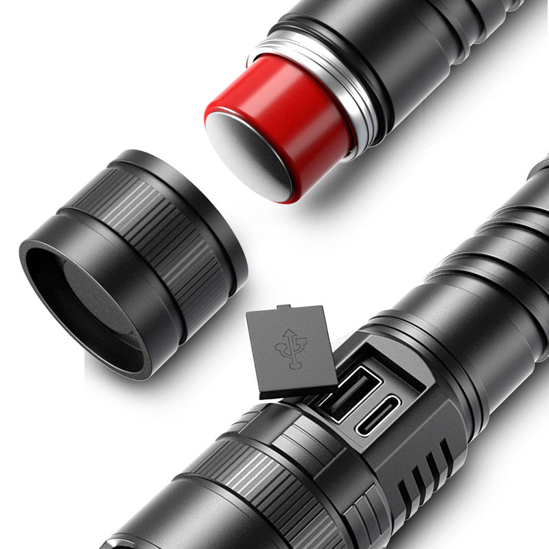 USB Charging Zoom Electric Display Flashlight