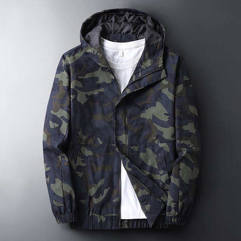 Men's Hooded Camouflage Printed Jacket