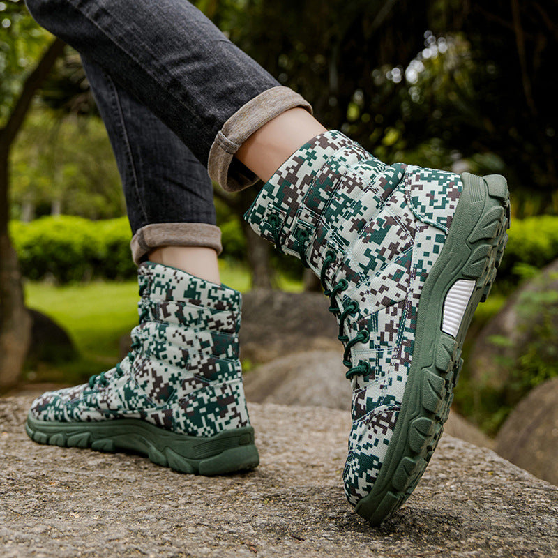 Fleece Lined Warm Camouflage Hiking Boots